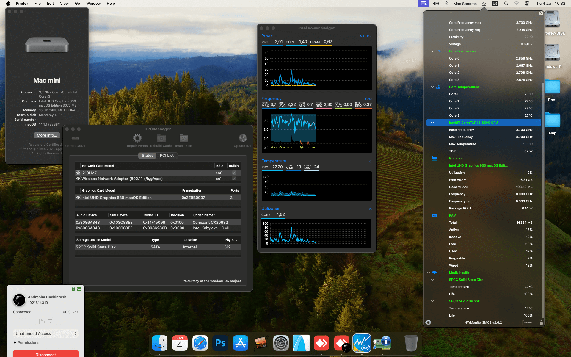Success Hackintosh macOS Sonoma 14.1.1 Build 23B81 in HP ProDesk 600 G4 Microtower